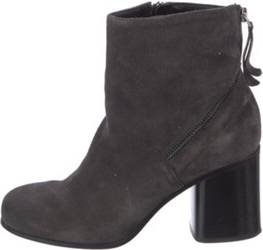 Alberto Fermani Suede Ankle Boots Grey Round-Toes Exposed Zip Closure at Sides Includes Box