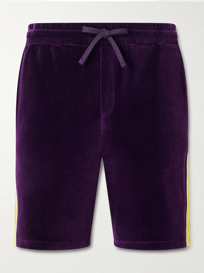 Valentino Garavani Slim-Fit Appliquéd Cotton-Blend Velvet Shorts