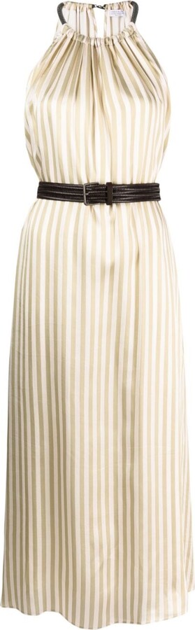 Brunello Cucinelli Exotic Silk Pongee Dress in White — UFO No More