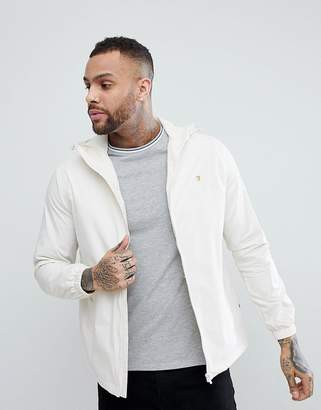 Farah Smith Zip Through Hooded Jacket in Off White