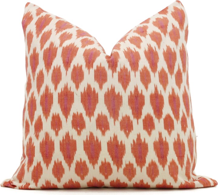 Etsy Orange Ikat Pillow Cover Schumacher Presidio, Handmade Throw