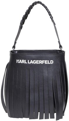 Karl Lagerfeld Paris K/Fringe Logo Detailed Mini Hobo Bag