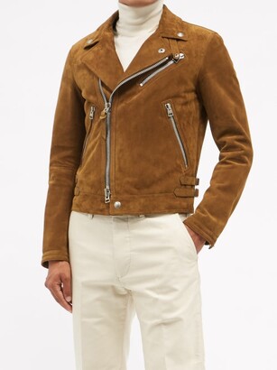 Tom Ford Zipped Suede Biker Jacket - Brown - ShopStyle