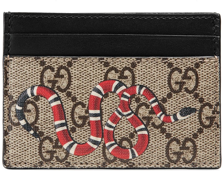 Gucci Kingsnake print GG Supreme card case - ShopStyle Wallets