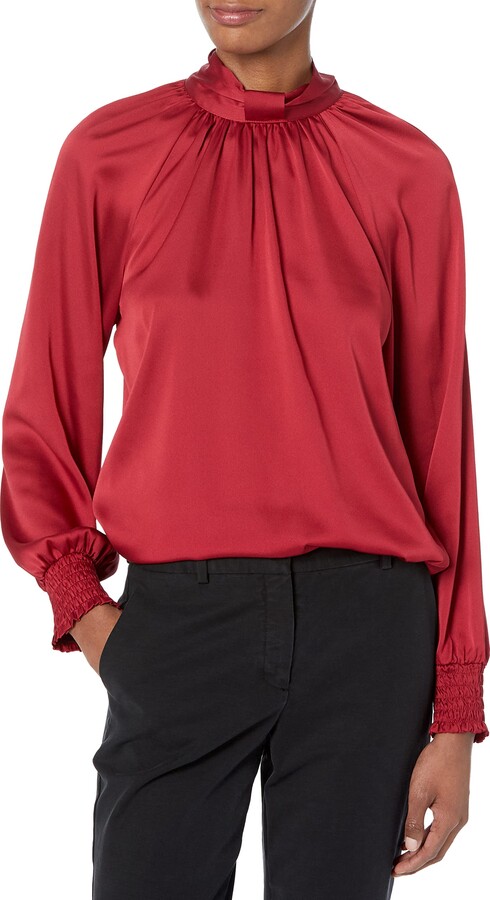 Calvin Klein Women's Back Keyhole and Button Closure Smocked Wrist ...