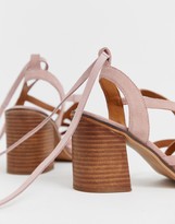 Thumbnail for your product : ASOS DESIGN Trivia suede tie leg heeled sandal