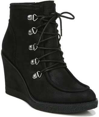 black lace up wedge boots