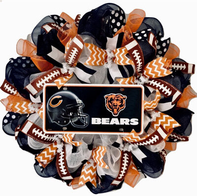 What A Mesh Football Sports Handmade 24" Deco Mesh Wreath