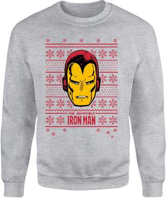 Marvel Comics The Invincible Ironman Face Grey Christmas Sweatshirt