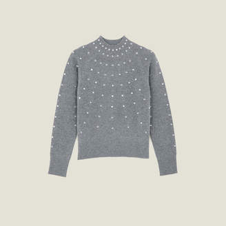 Sandro Knitted Sweater Trimmed With Studs