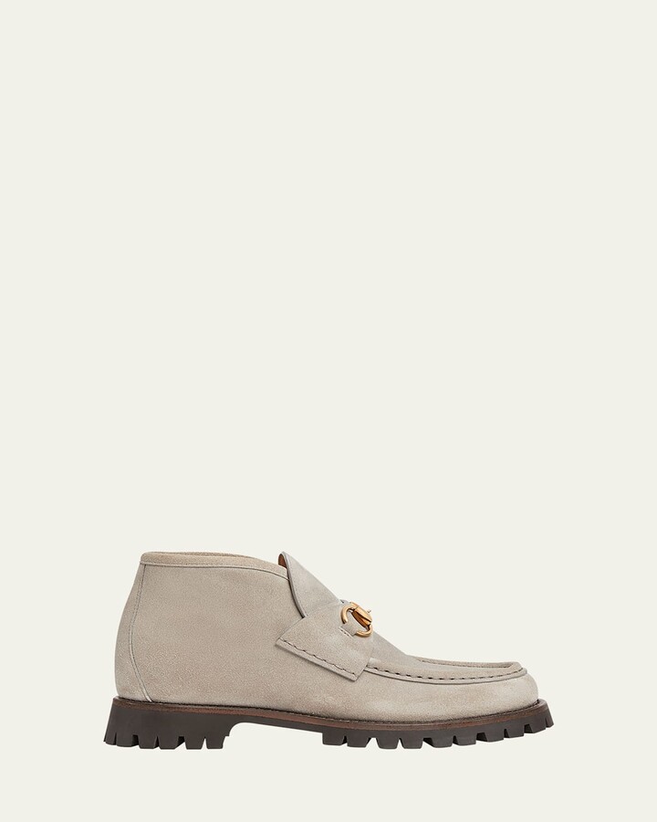Gucci Sylke Suede Bit Moccasin Booties