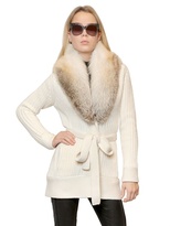 Thumbnail for your product : Roberto Cavalli Fox Collar Wool Cashmere Knit Cardigan