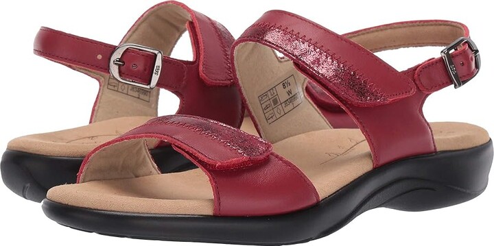 SAS Nudu Adjustable Comfort Sandal Women's Shoes Ruby/Cabernet : 7 N - Narrow (AA), Leather