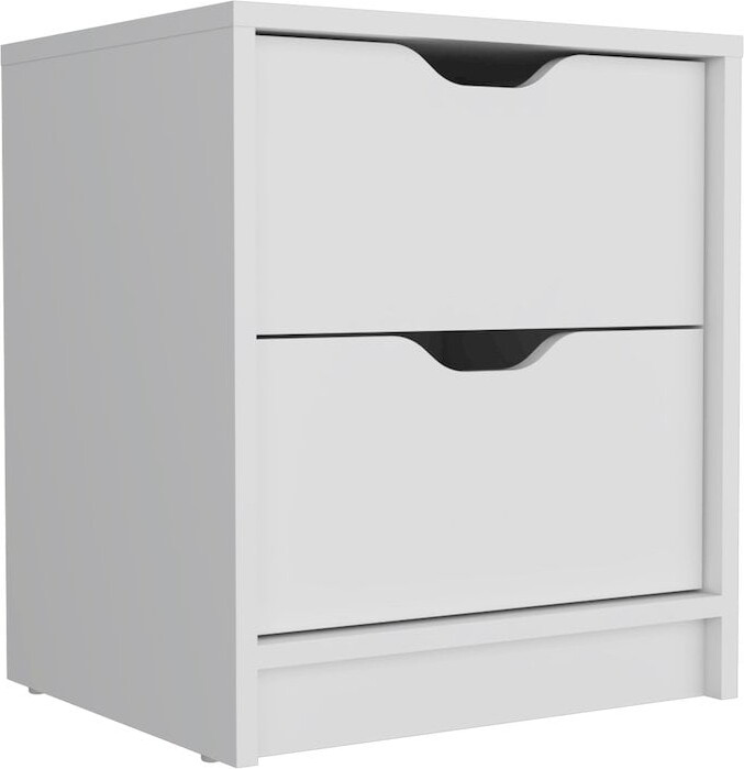 HomeRoots 19" White Two Drawer Faux Wood Nightstand