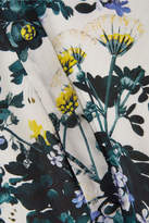 Thumbnail for your product : Erdem Bernette Button-detailed Floral-print Silk Crepe De Chine Dress - Blue