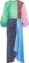 Thumbnail for your product : Tibi Delphina Striped Color-block Silk-twill Midi Dress