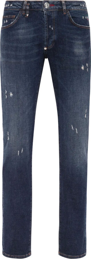 Philipp Plein Distressed Low-Rise Skinny Jeans