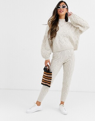 ASOS DESIGN Petite cable co-ord jumper with volume sleeve