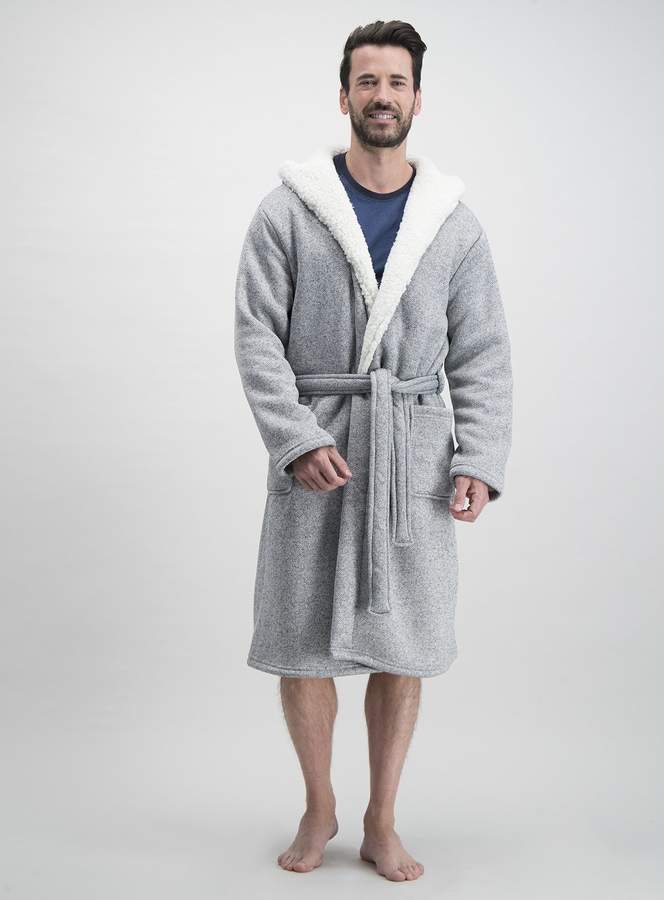 Tu Charcoal Grey Herringbone Hooded Dressing Gown ShopStyle Men