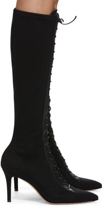 Gianvito Rossi Black Stretch Lace-Up Boot