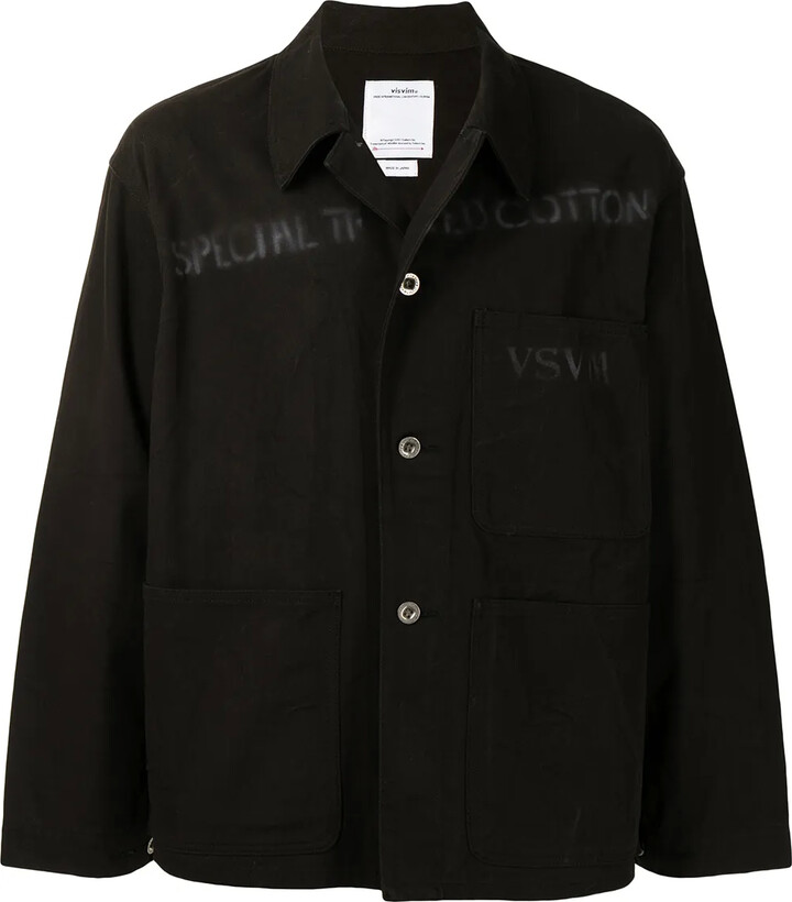 Visvim Logo-Print Crinkle-Effect Shirt Jacket