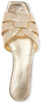 Thumbnail for your product : Saint Laurent Nu Pieds Woven Metallic Cracked-leather Slides - Gold