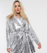 Thumbnail for your product : Unique21 Hero Unique 21 premium sequin blazer dress in silver