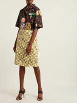 Thumbnail for your product : Prada Logo Patch Square Print Cotton Skirt - Womens - Green Multi
