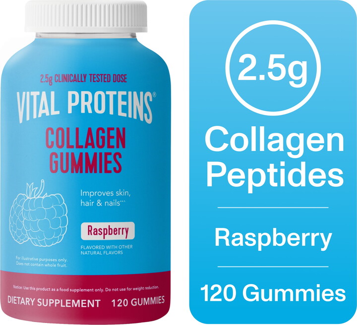 Vital Proteins Raspberry Collagen Peptides Gummies 120 Count - Hair, Skin, and Nails Supplement Support