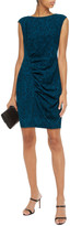 Thumbnail for your product : DKNY Ruched Leopard-print Stretch-crepe Mini Dress
