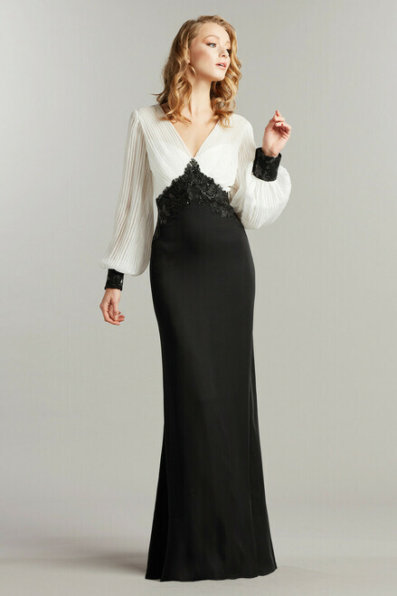 tadashi black and white dress