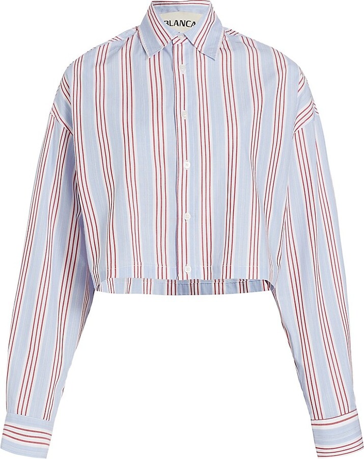 BLANCA Thomas Cropped Striped Shirt - ShopStyle