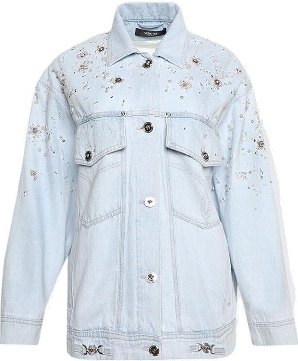 Versace Embellished Oversized Denim Jacket