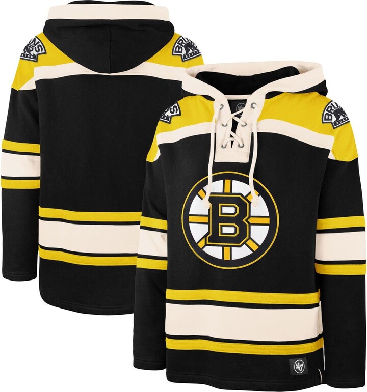 Men's Boston Bruins '47 Heathered Gray Pregame Headline Pullover Hoodie