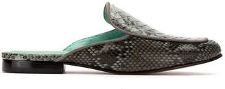 Blue Bird Shoes python skin Exotico mules
