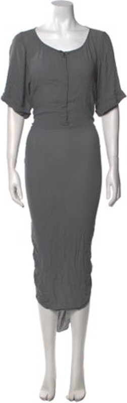 Nicholas K Dress Grey Short Sleeve with Scoop Neck Button Closure at Front