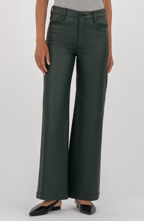 KUT from the Kloth Meg Coated High Waist Wide Leg Ankle Jeans