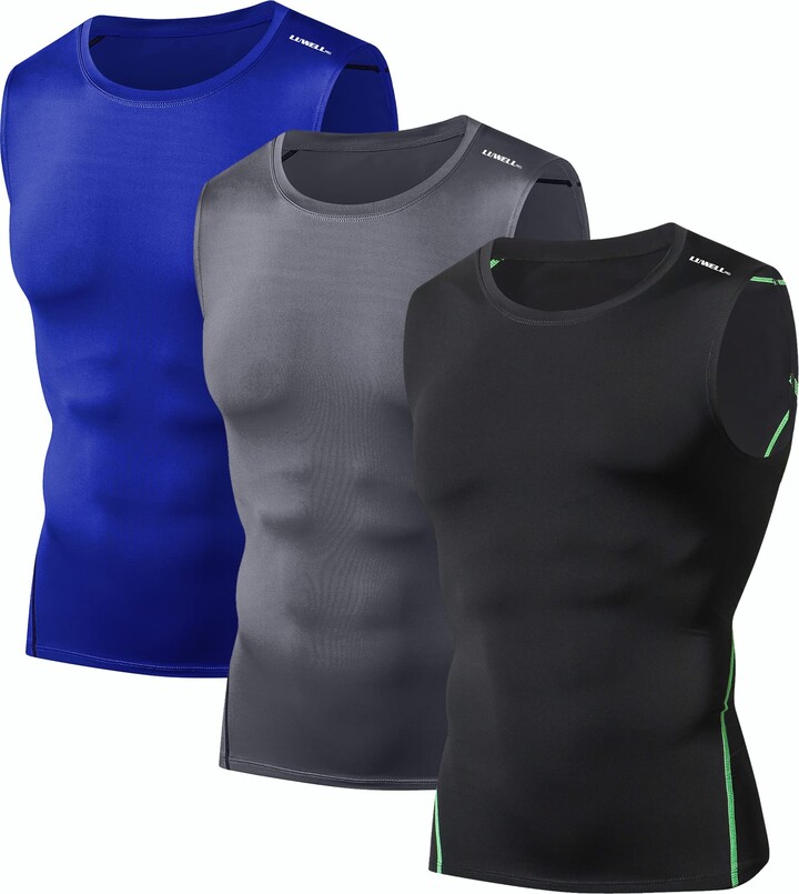 LUWELL PRO 3 Pack Sleeveless Compression Tops for Men Quick Dry Vest Tops T  Shirts Mens Running Tank Top for Basketball - ShopStyle