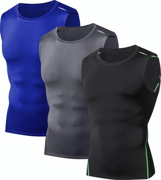 LUWELL PRO 3 Pack Sleeveless Compression Tops for Men Quick Dry