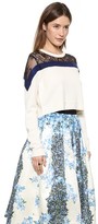 Thumbnail for your product : Tibi Cropped Lace Yoke Pullover