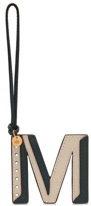 Mulberry Bi-Colour Leather Keyring- M Green and Chalk Silky Calf