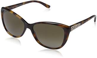 Versace Women's VE 4264B Rock Icons Greca Butterfly Sunglasses,Havana frame, Brown Grad lens