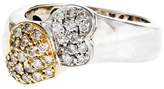 Thumbnail for your product : 18K Yellow & White Gold Two Heart Pave Diamond Ring Size 5