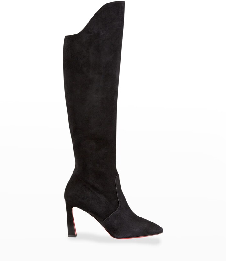 Christian Louboutin Eleonor Tall Suede Red Sole Boots - ShopStyle