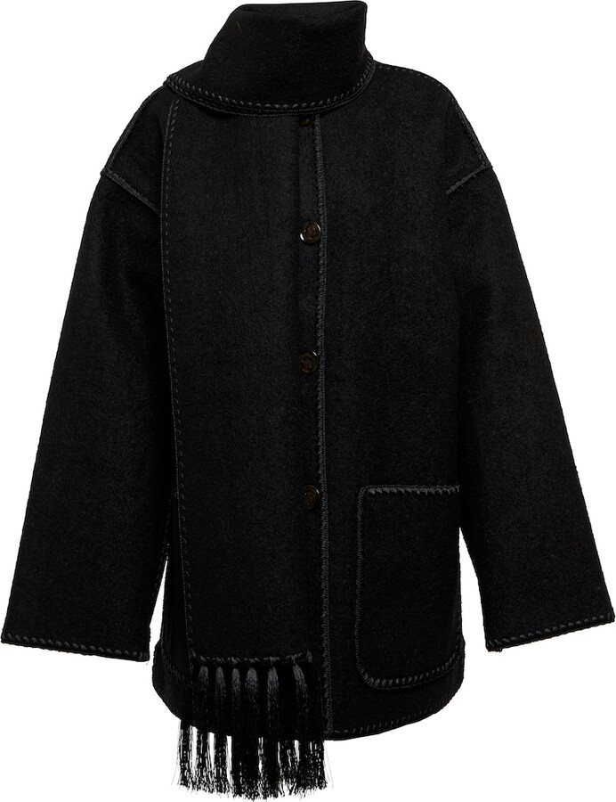 Totême Embroidered wool-blend scarf jacket