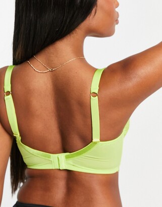 Figleaves Pulse eyelash lace balcony bra in lime - ShopStyle