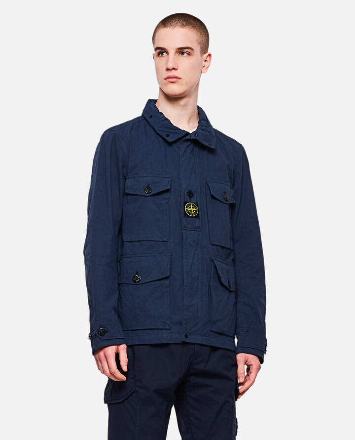 Stone Island Jacket with zip and button closure - ShopStyle