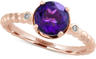 Effy Amethyst (1-1/8 ct. t.w.) and Diamond Accent Solitaire Ring in 14k Rose Gold