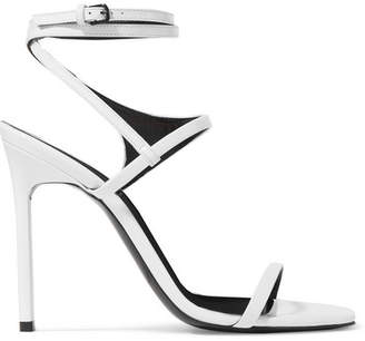 Saint Laurent Amber Glossed-leather Sandals - White