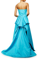 Thumbnail for your product : Pamella Roland Strapless Pleated-Back Gown, Aqua